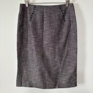 I.Z Byer California Dark Gray Business Office Skirt W/ Button Detail Size 7
